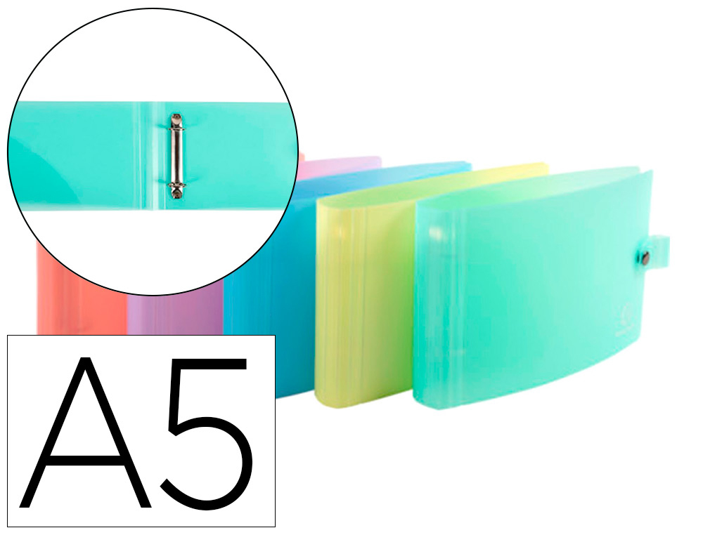 CLASSEURS: CLASSEUR 2 ANNEAUX BRISTOL POLYPROPYLENE A5 2/30MM ASSORTIMENT  PASTEL