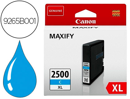 CONSOMMABLES: CARTOUCHE CANON JET D'ENCRE PGI 2500 XL COULEUR CYAN CAPACITE  1500P