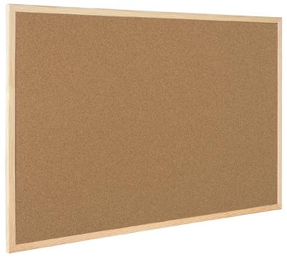 TABLEAUX: TABLEAU LIÈGE Q-CONNECT MURAL CADRE BOIS 2 FACES PIN NATUREL  INCLUS 5 ÉPINGLES FIXATION MUR ÉPAISSEUR 1MM 60X40CM