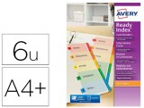 Intercalaire avery polypropylène 12 positions a4+ perforé coloris  transparent